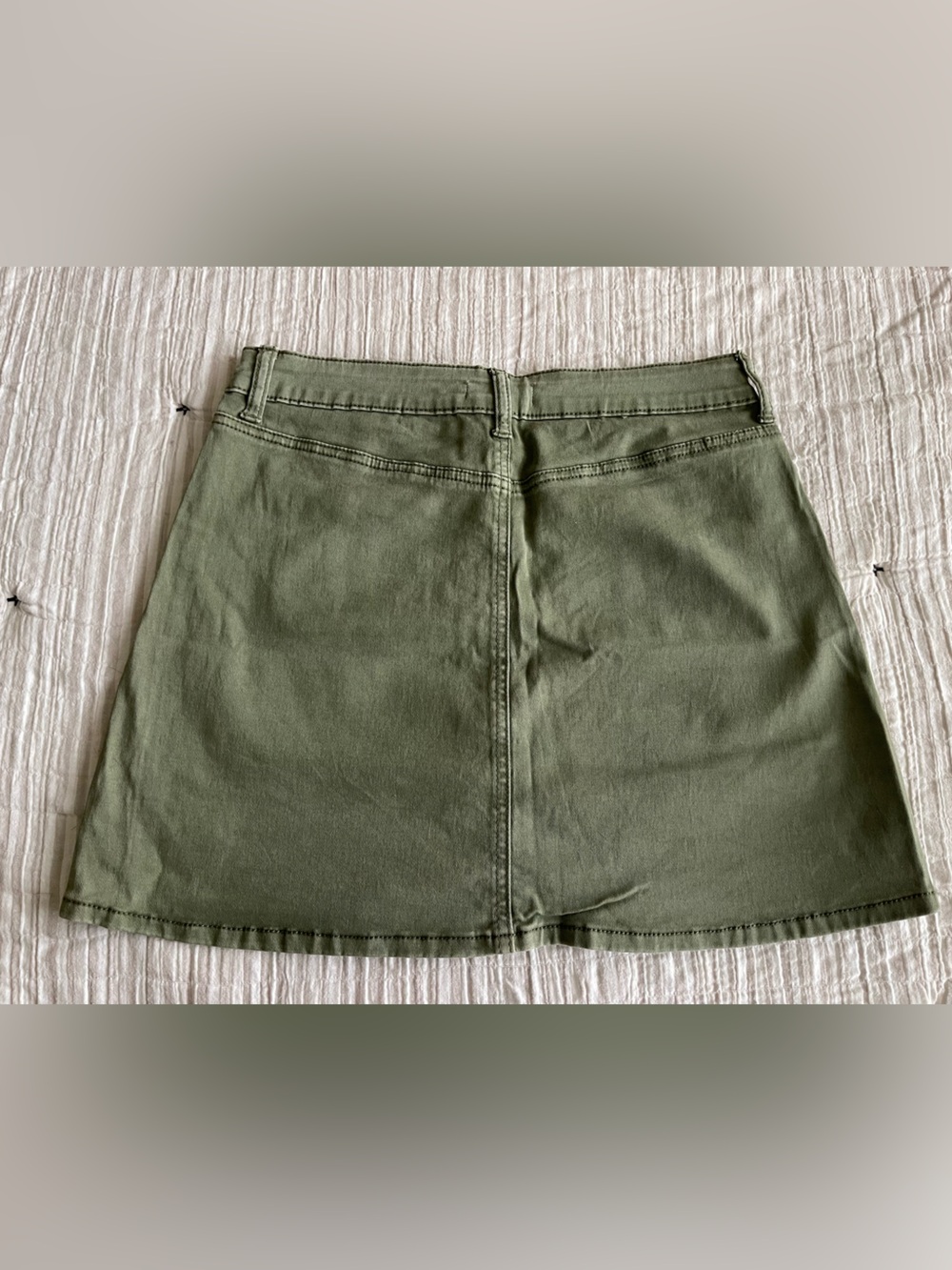 Altar'd State Olive Green Front-Button A-Line Skirt - Picture 3 of 3